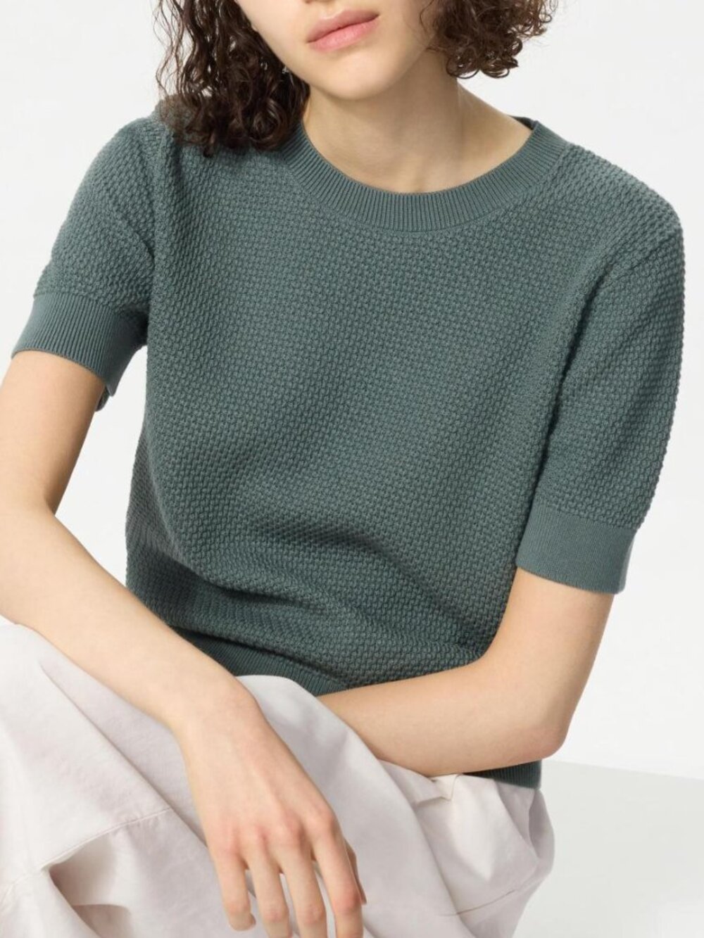 Uniqlo Cotton Popcorn Short Sleeve Sweater Size XS